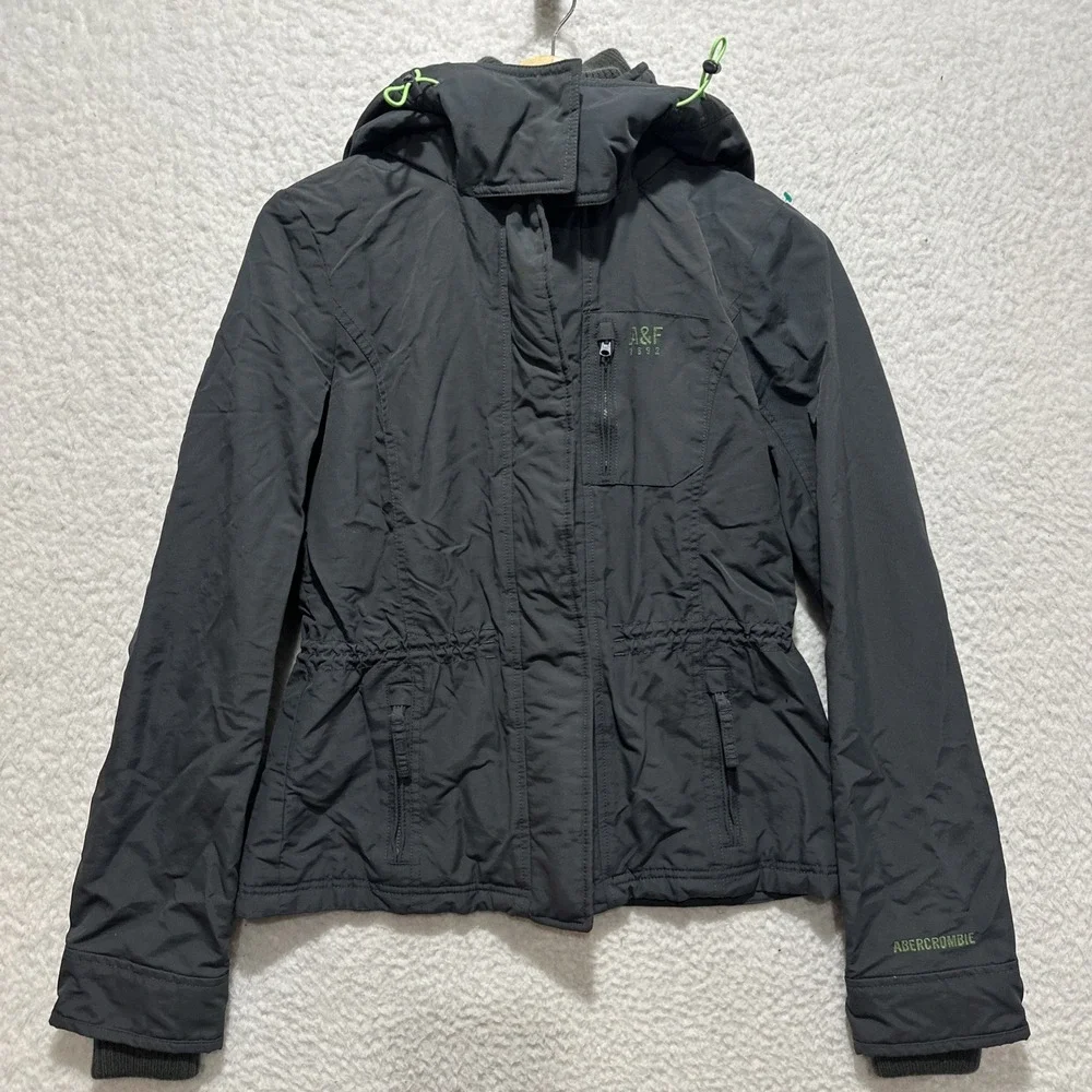 Abercrombie & Fitch AF Women's M Winter Coat Parka Gray Hooded‎ Full Zip